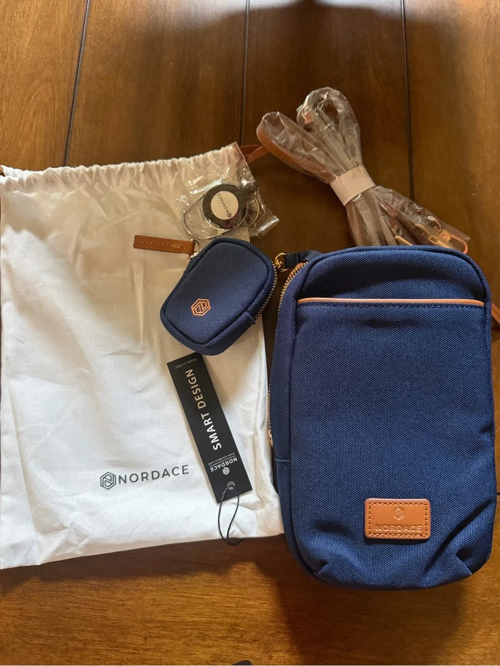 Siena Nexus Navy Phone Crossbody with Tan Trim